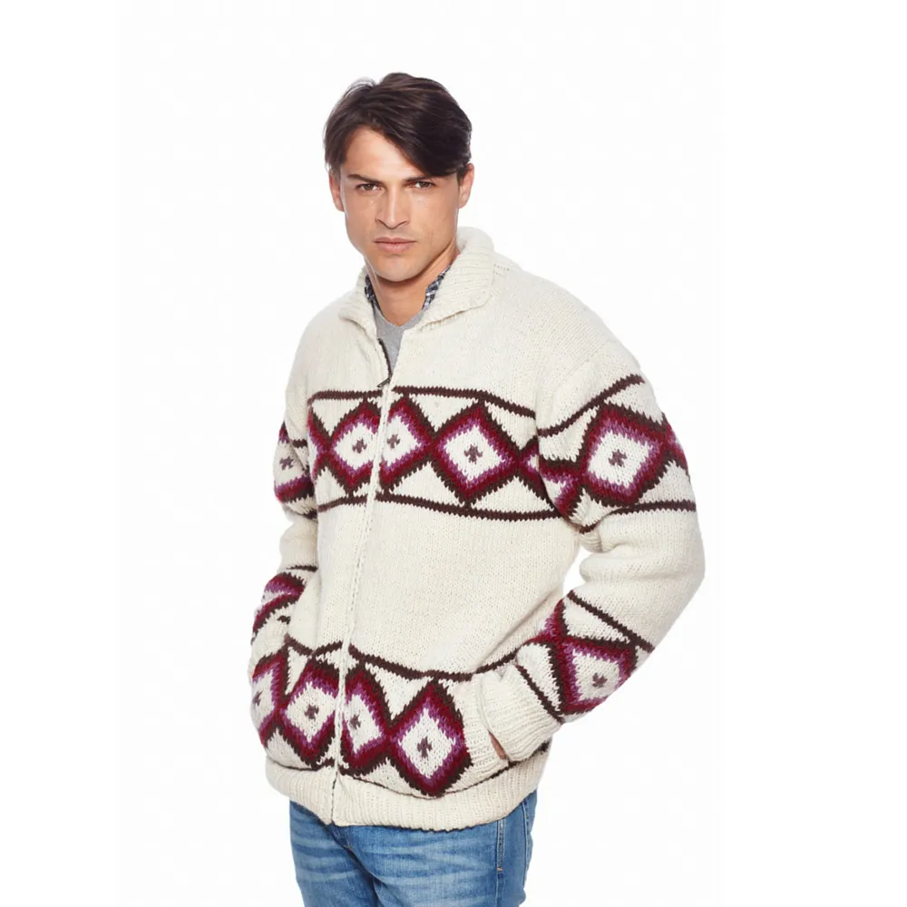 Diamond Sweater Jacket w/ Brass Zipper