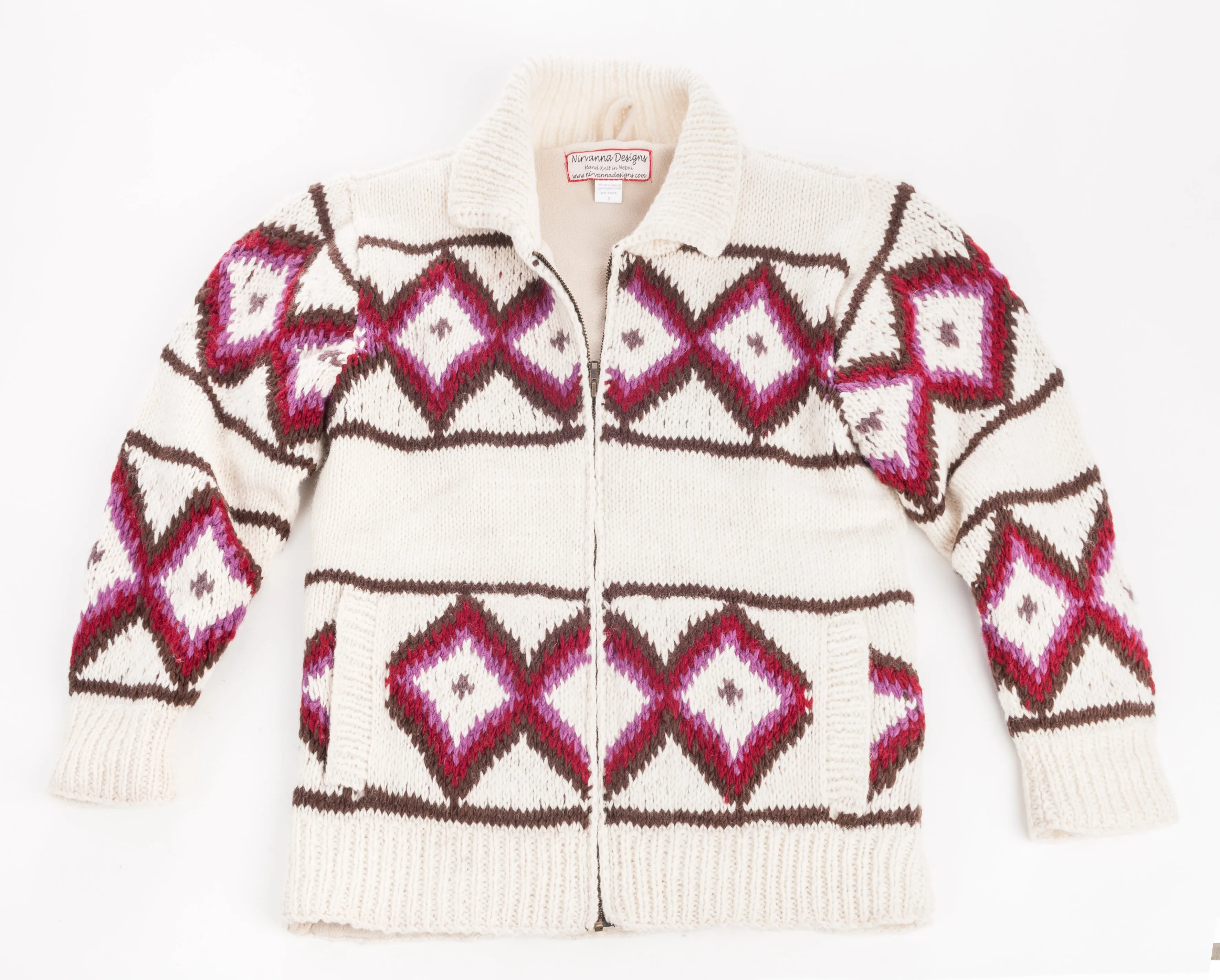 Diamond Sweater Jacket w/ Brass Zipper