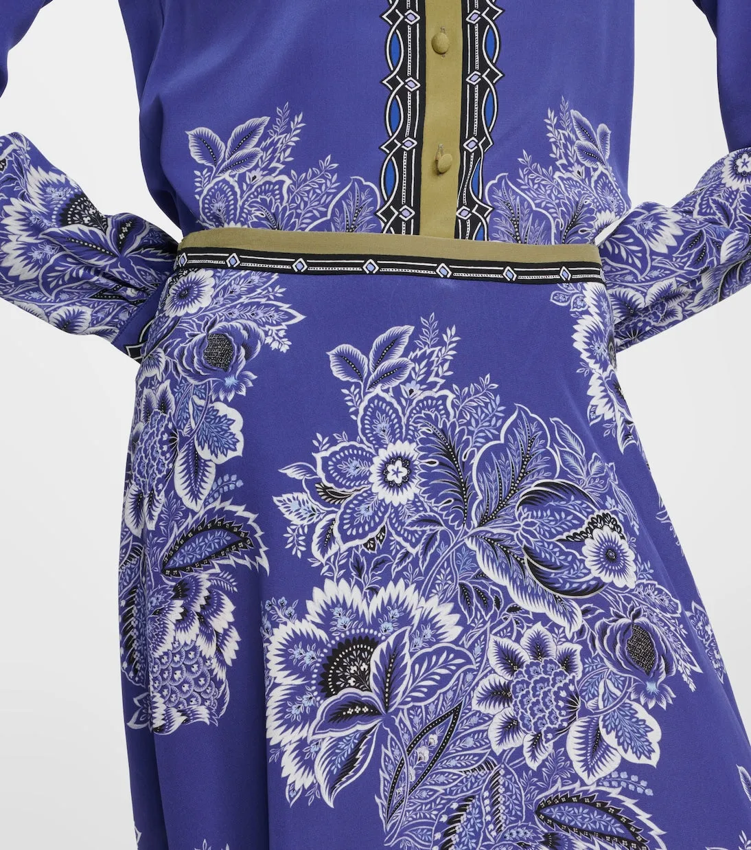 Etro floral silk maxi skirt, blue