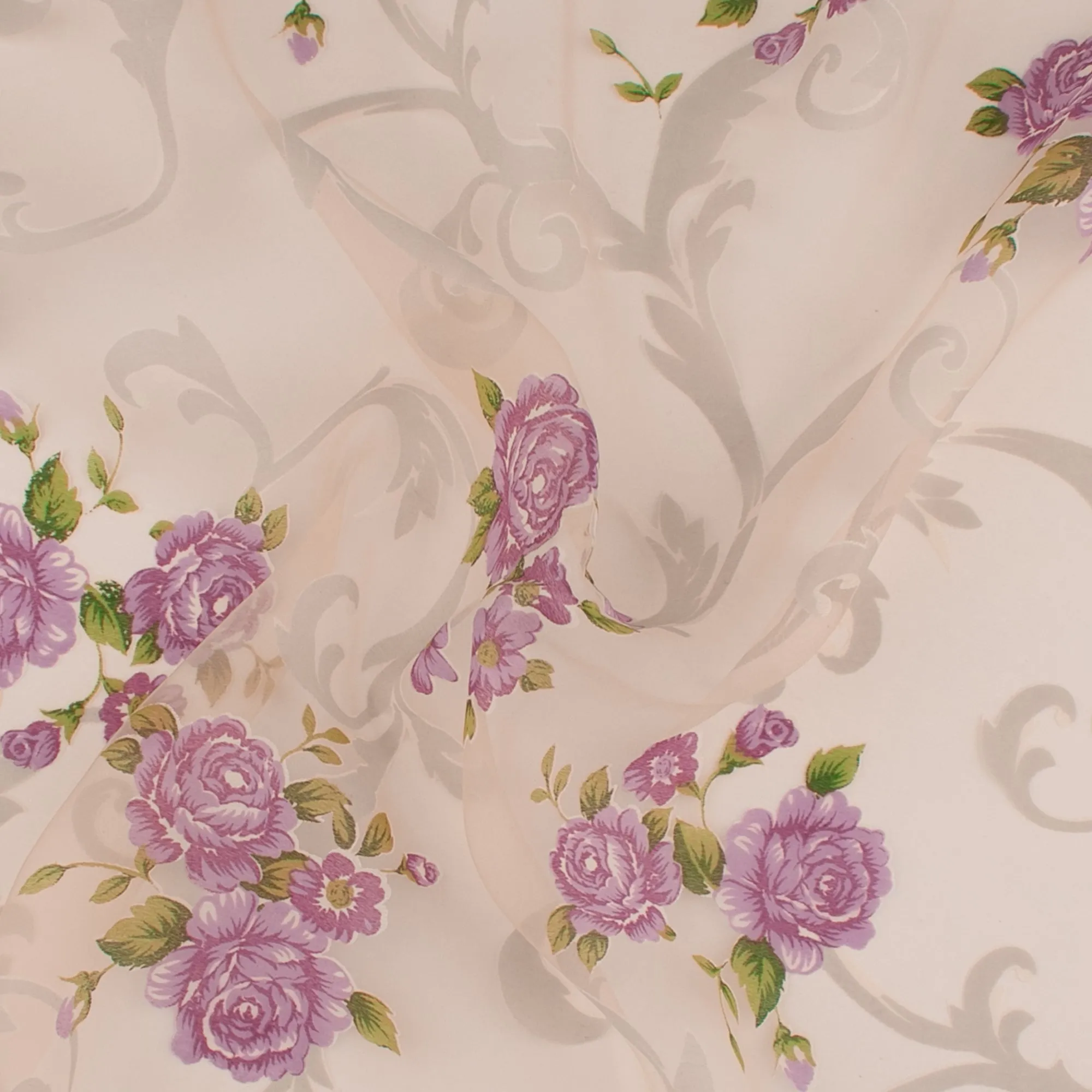 Printed Burnout Organza - JACQUELINE - Mauve
