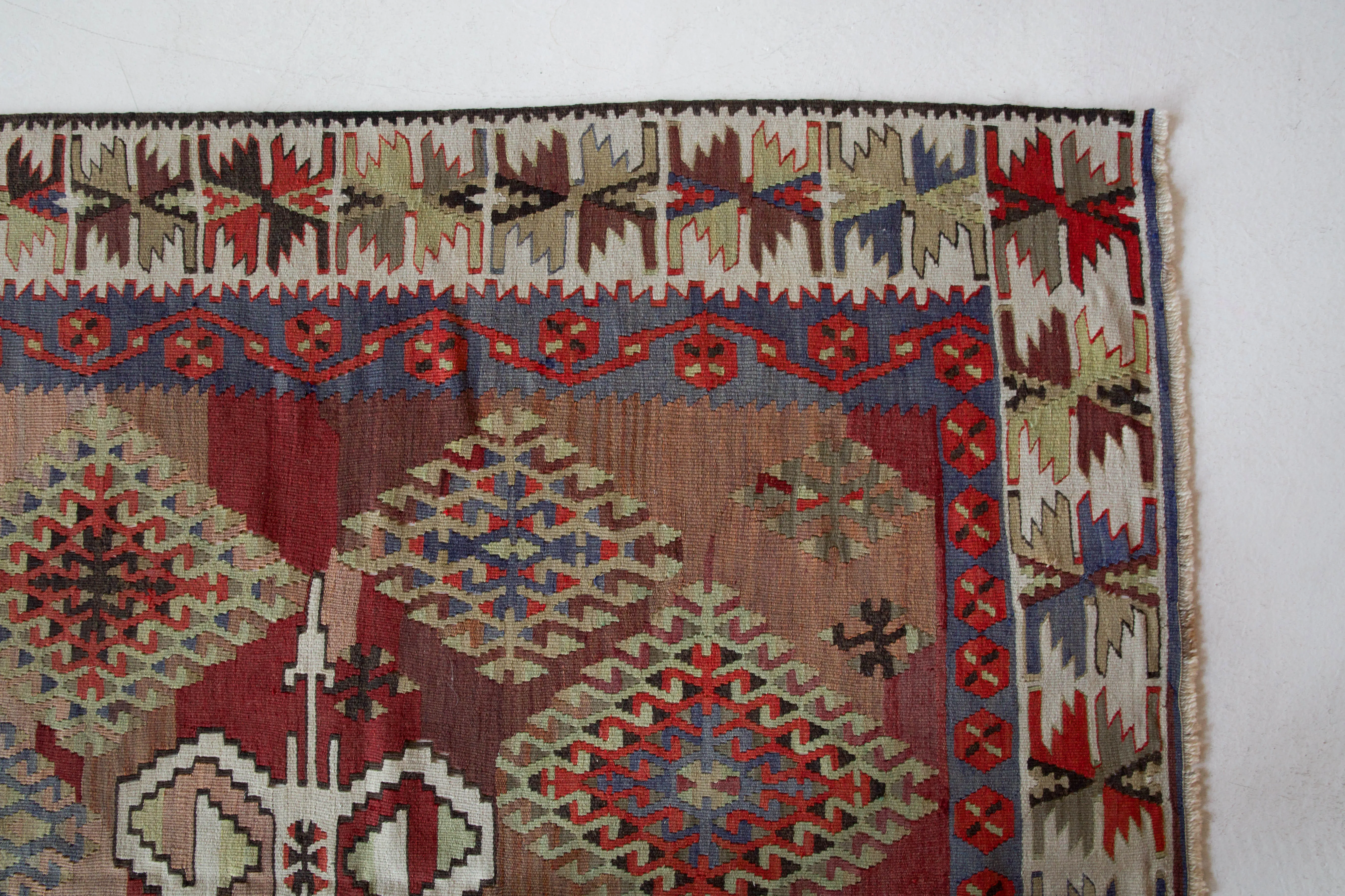 Semi-Antique Kayseri Sihli Kilim Rug 7'2"x16'