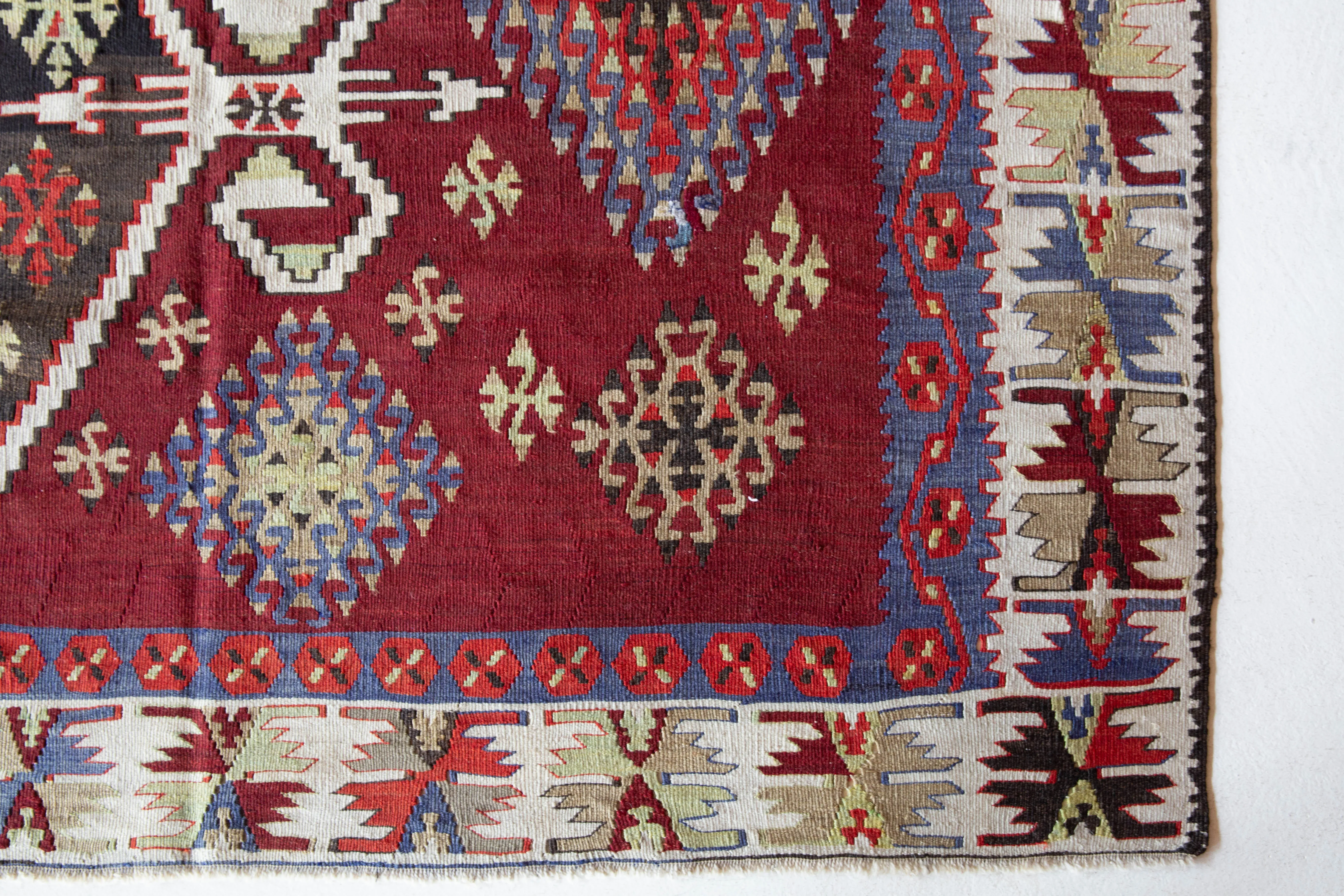 Semi-Antique Kayseri Sihli Kilim Rug 7'2"x16'