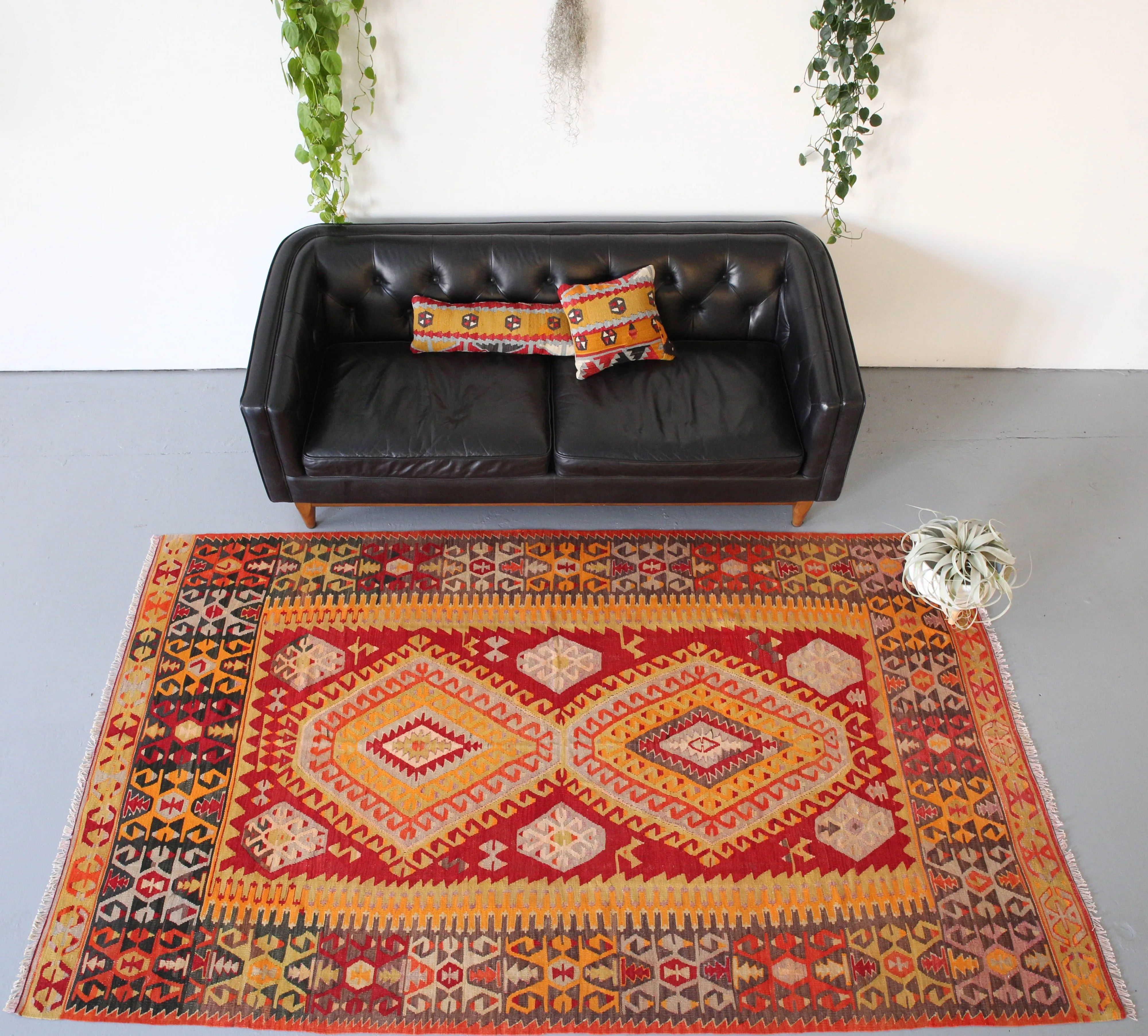Vintage Turkish Denizli Kilim Rug
