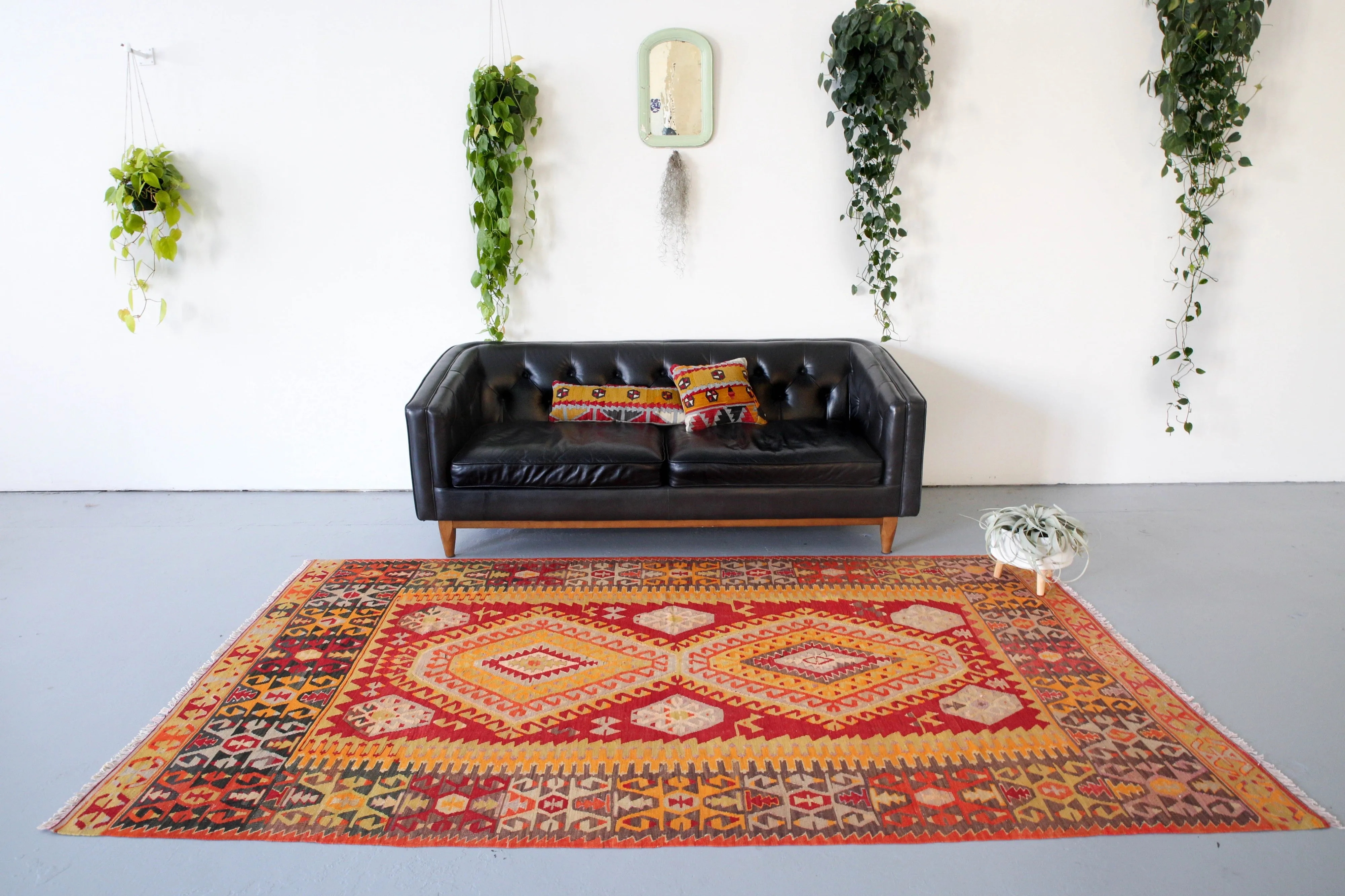 Vintage Turkish Denizli Kilim Rug