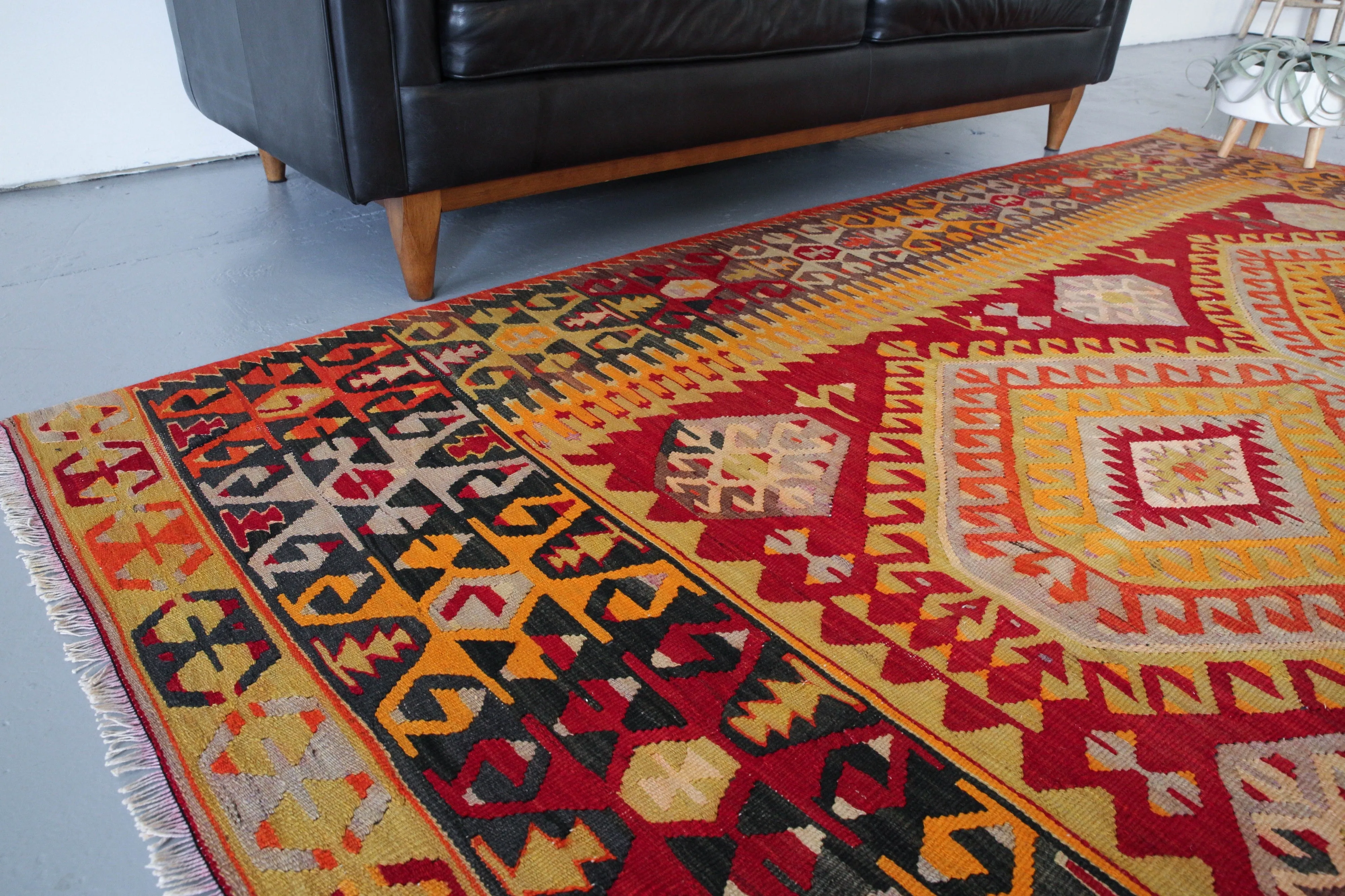 Vintage Turkish Denizli Kilim Rug